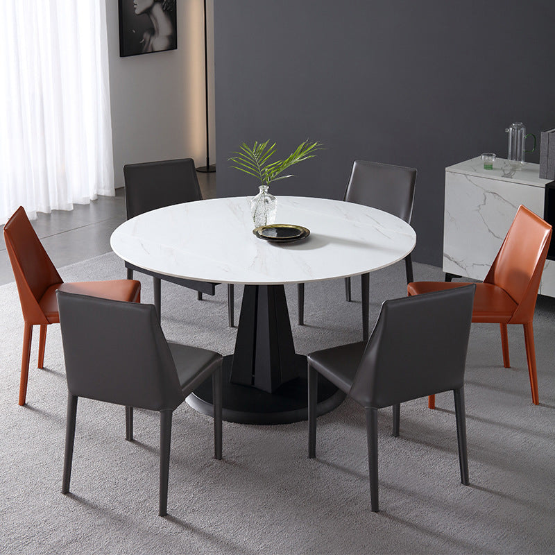 Metal Modern Dining Room Set with Round Table and Pedestal Base Dining Set with Wingback Chairs