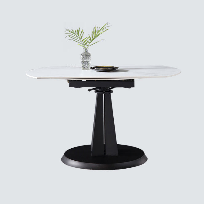 Metal Modern Dining Room Set with Round Table and Pedestal Base Dining Set with Wingback Chairs