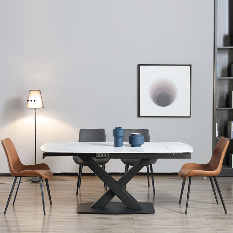 Extendable Modern Kitchen Sintered Stone Furniture Standard Height Dining Room Table Set