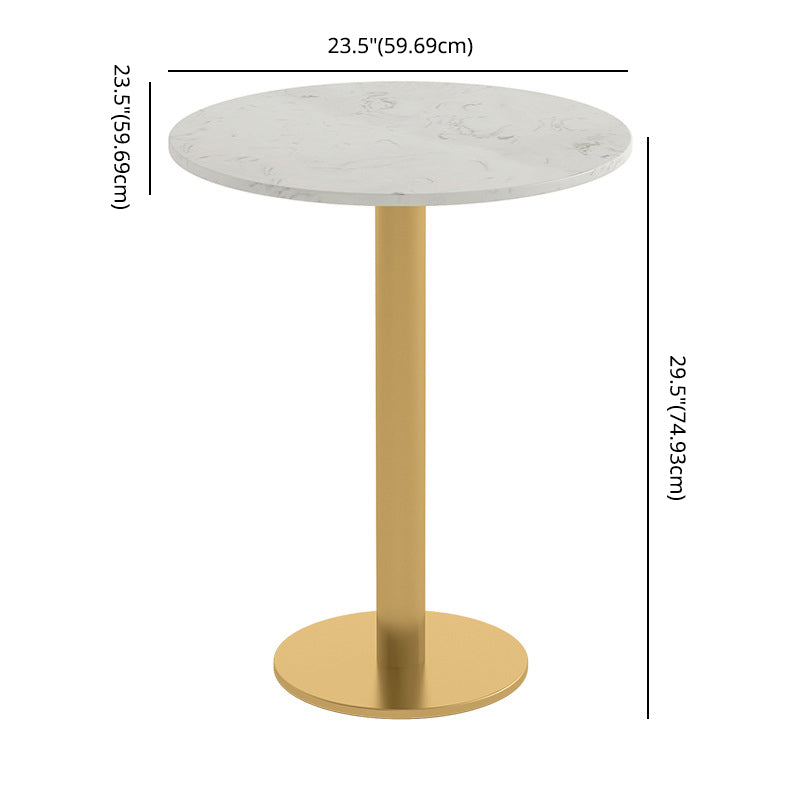 3 Pcs Metal Nordic Dining Room Set with Round Table and Metal Base Dining Set with Slipper Chairs