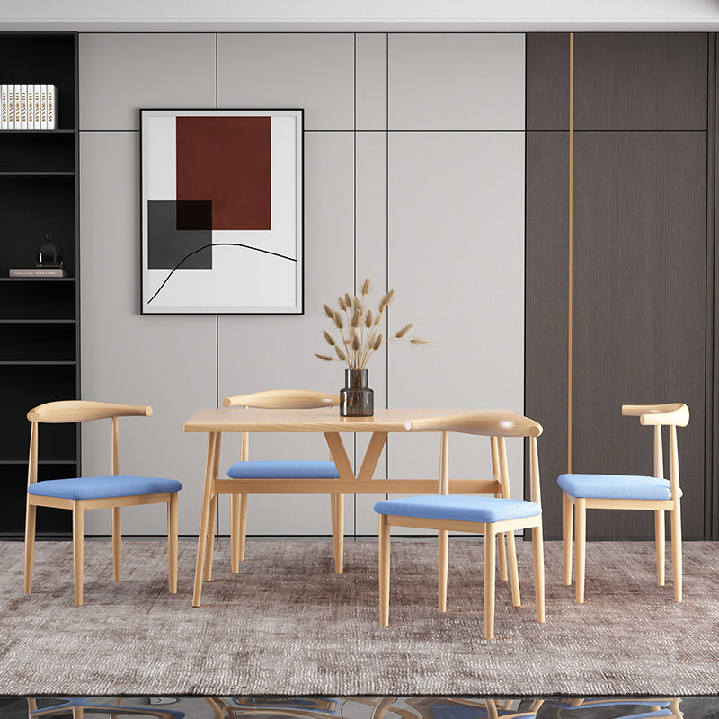 Rectangle Contemporary MDF Dining Room Set Standard Height Dining Furniture Set with Trestle Base