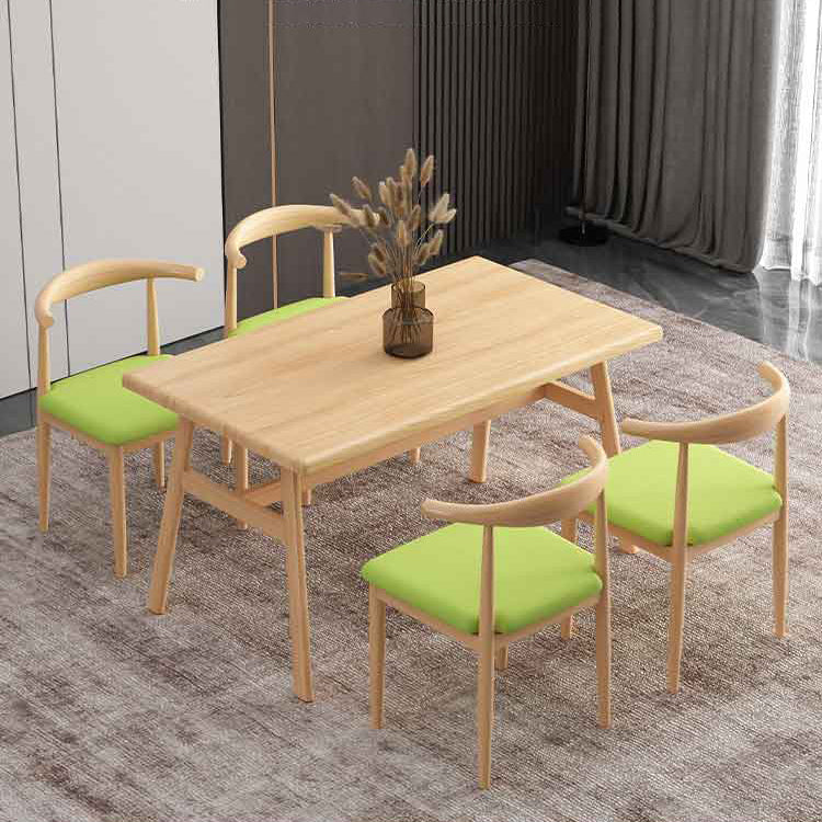 Rectangle Contemporary MDF Dining Room Set Standard Height Dining Furniture Set with Trestle Base