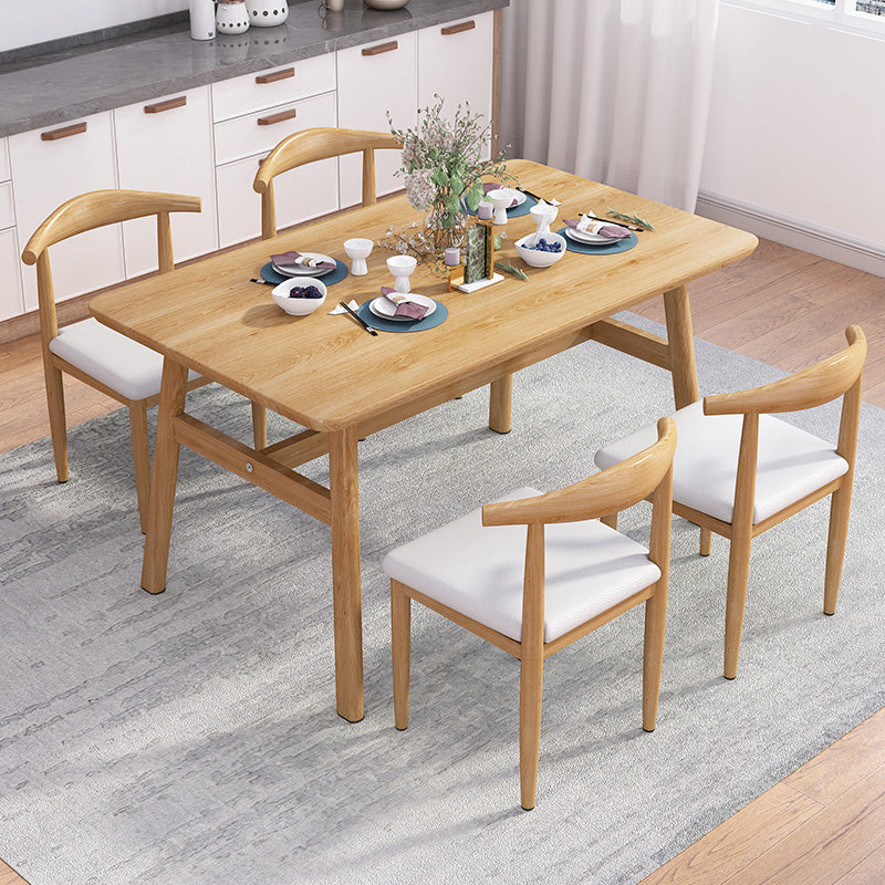 Rectangle Contemporary MDF Dining Room Set Standard Height Dining Furniture Set with Trestle Base