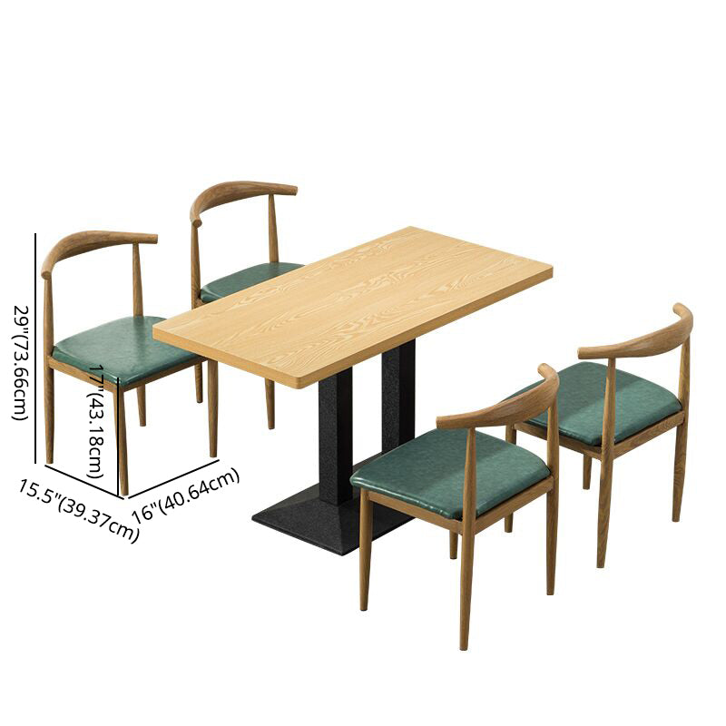 MDF 5 Pcs Modern Dining Room Set with Cow Horn Chairs Standard Height Dinette Set