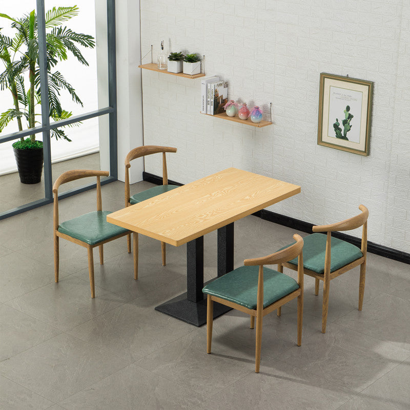 MDF 5 Pcs Modern Dining Room Set with Cow Horn Chairs Standard Height Dinette Set