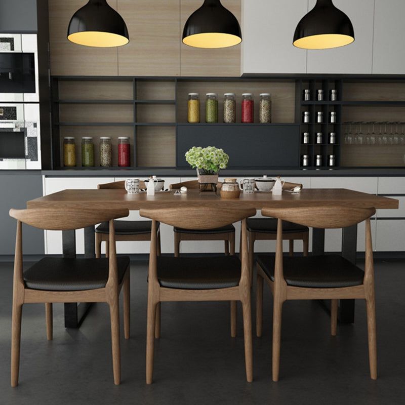 Industrial Style Solid Wood Top Dinette Set with Rectangle Shape Table Dining Room Set