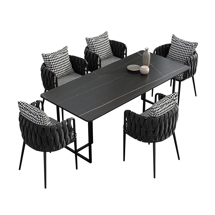 Modern Style Rectangle Shape Dinette Set Sintered Stone Top Dining Table Furniture for Dining Room