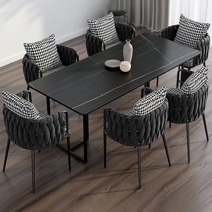 Modern Style Rectangle Shape Dinette Set Sintered Stone Top Dining Table Furniture for Dining Room