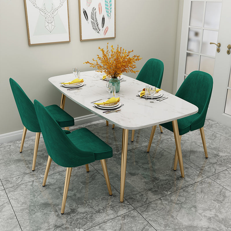 Scandinavian Sintered Stone Dining Table Sets with 4 Legs Base Dining Furniture for Home Use