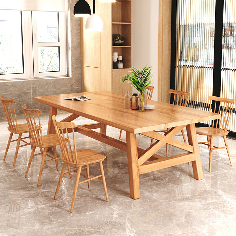 Contemporary Wood Top Dining Table with Rectangle Dining Table Furniture with Trestle Table