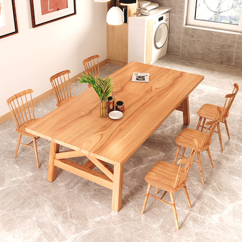 Contemporary Wood Top Dining Table with Rectangle Dining Table Furniture with Trestle Table