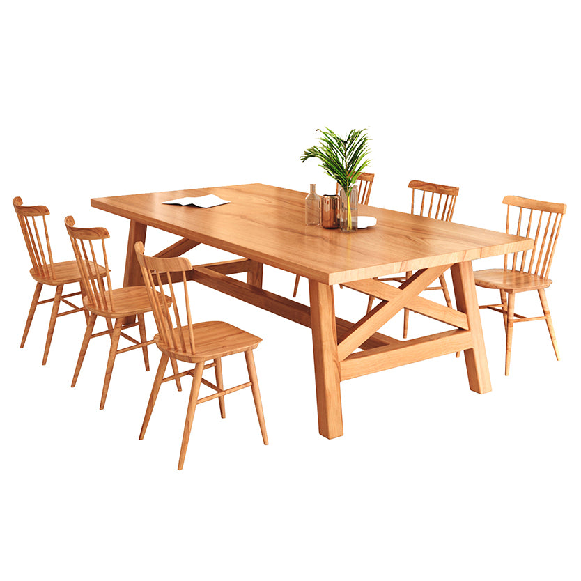 Contemporary Wood Top Dining Table with Rectangle Dining Table Furniture with Trestle Table