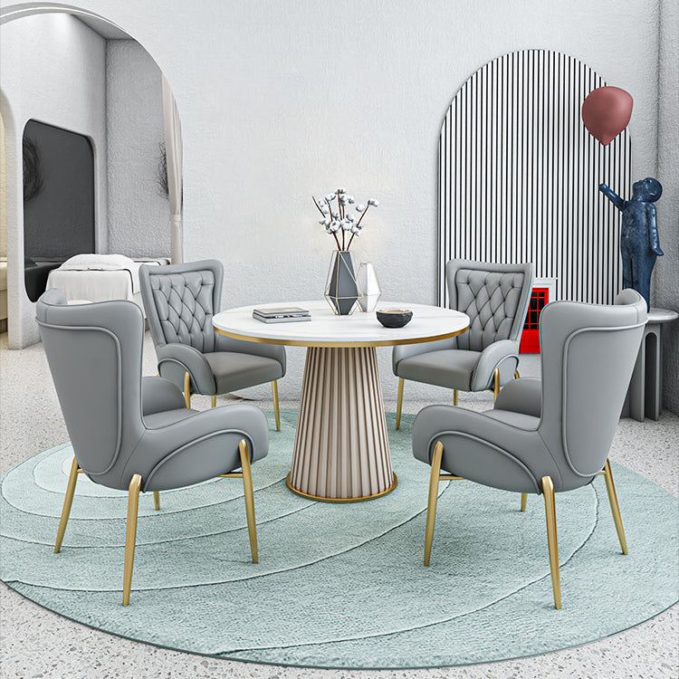Scandinavian Fixed Dining Room Table Set with Pedestal Base Dining Table Furniture