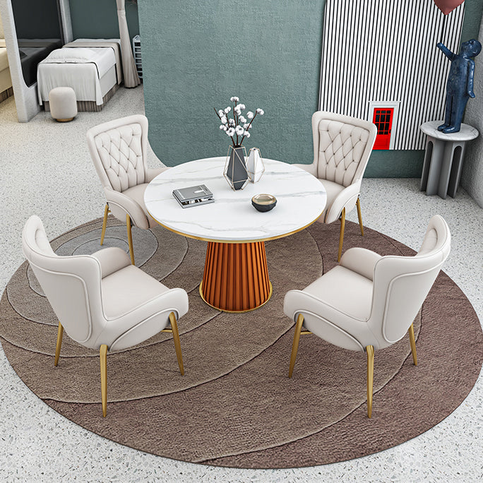Scandinavian Fixed Dining Room Table Set with Pedestal Base Dining Table Furniture