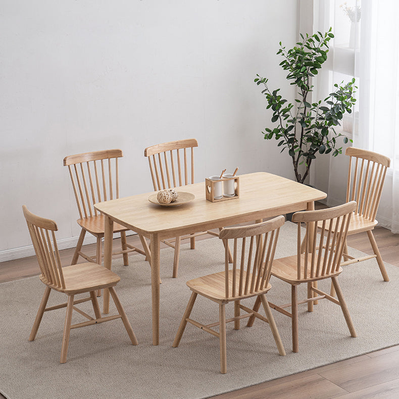 Contemporary Solid Wood Top Dining Set with 4 Legs Fixed Table Dinette Set for Restaurant