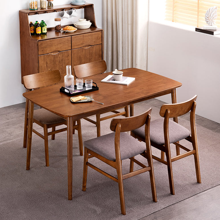 Modern Style Rectangle Dining Room Table Set Solid Wood Top Dinette Set with 4 Legs Table