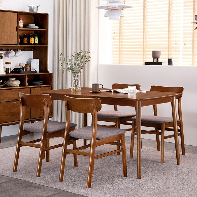 Modern Style Rectangle Dining Room Table Set Solid Wood Top Dinette Set with 4 Legs Table