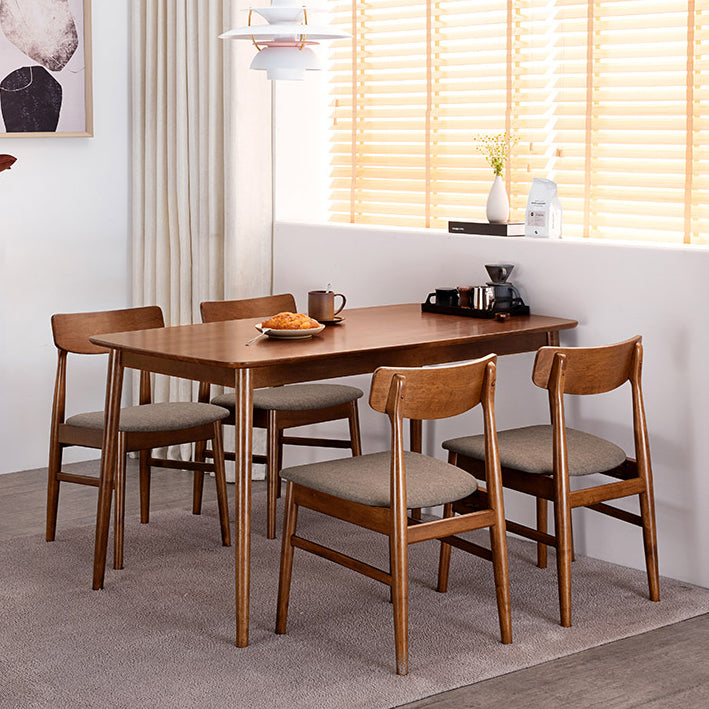 Modern Style Rectangle Dining Room Table Set Solid Wood Top Dinette Set with 4 Legs Table