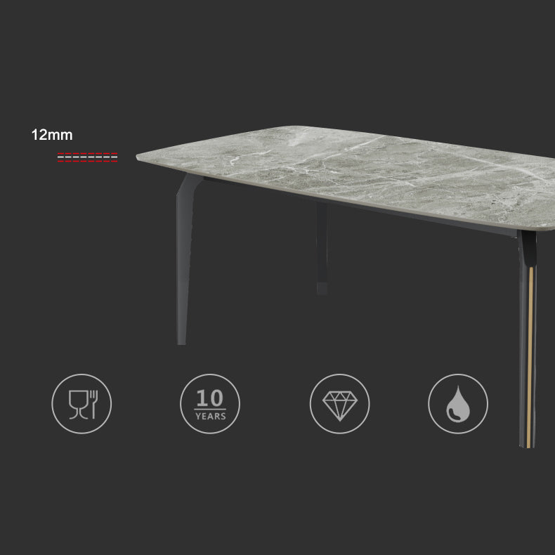 Minimalist Style Traditional Height Dining Set with Fixed Table and 4 Black Legs Base