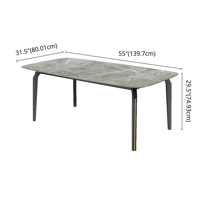 Minimalist Style Traditional Height Dining Set with Fixed Table and 4 Black Legs Base