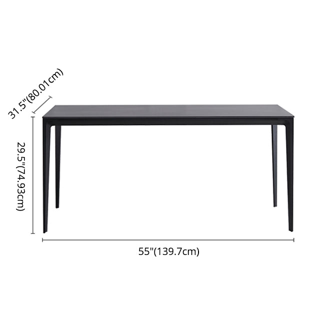 Modern Style Traditional Height Dining Set with Fixed Rectangle Shape Table and 4 Black Legs Base