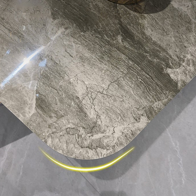 Contemporary Style Sintered Stone Dining Table with Grey Fixed Table and Trestle Base