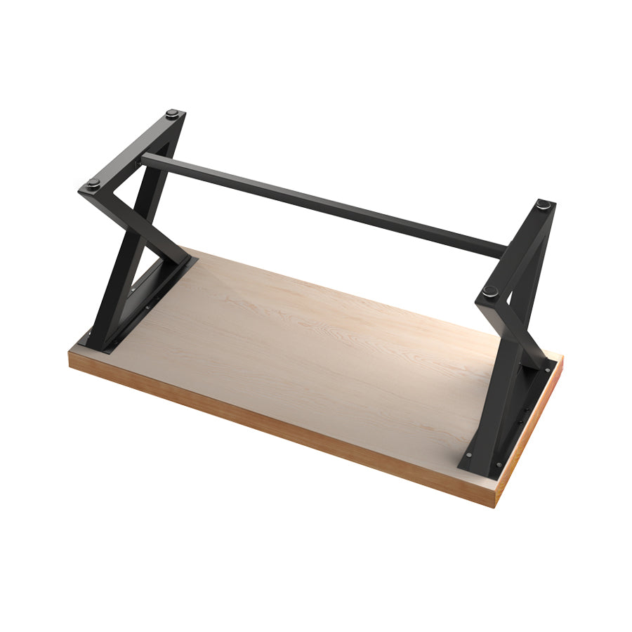 Industrial Style Solid Wood Dining Set with Traditional Height Fixed Table and Trestle Base