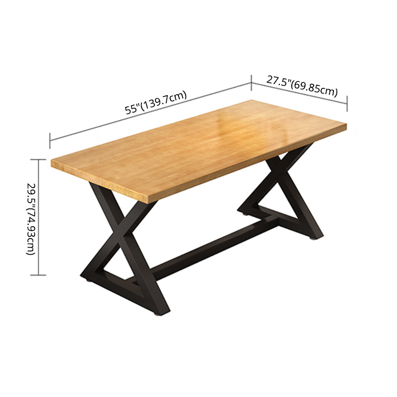 Industrial Style Solid Wood Dining Set with Traditional Height Fixed Table and Trestle Base