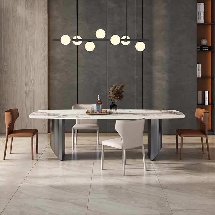 Minimalist Style Dining Table Set with Rectangle Shape Table and Upholstery Chairs