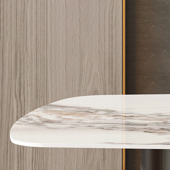 Minimalist Style Dining Table Set with Rectangle Shape Table and Upholstery Chairs