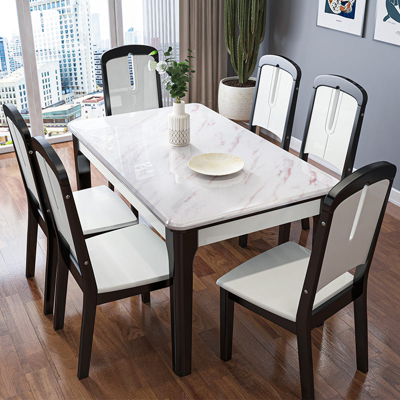 Dining Room Set Modern with Sintered Stone Dining Table and Solid Wood Chairs