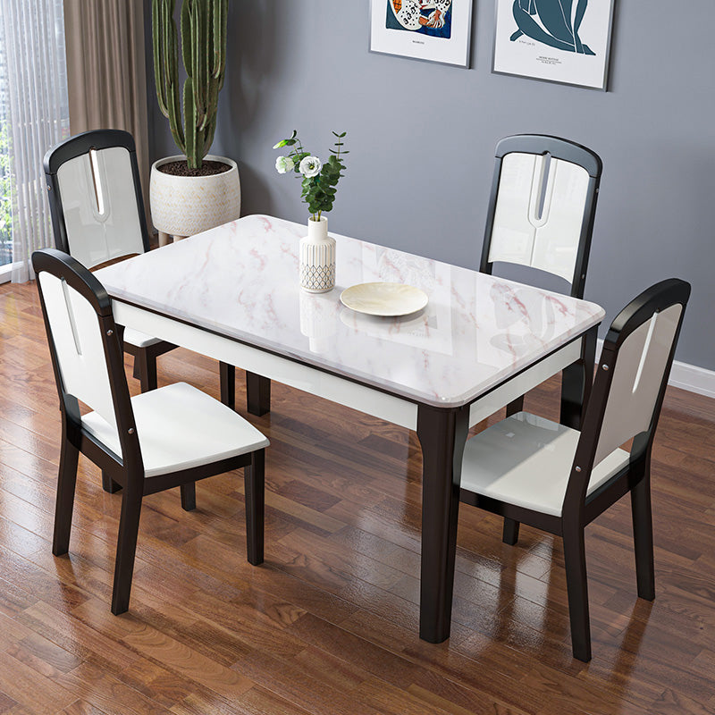 Dining Room Set Modern with Sintered Stone Dining Table and Solid Wood Chairs