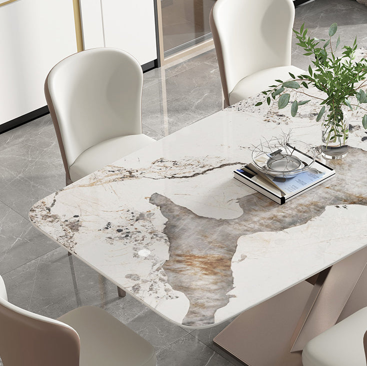 Minimalist Dining Table Sets with Rectangle Shape Table and Upholstered Chairs