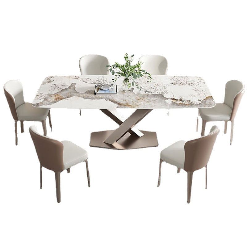 Minimalist Dining Table Sets with Rectangle Shape Table and Upholstered Chairs