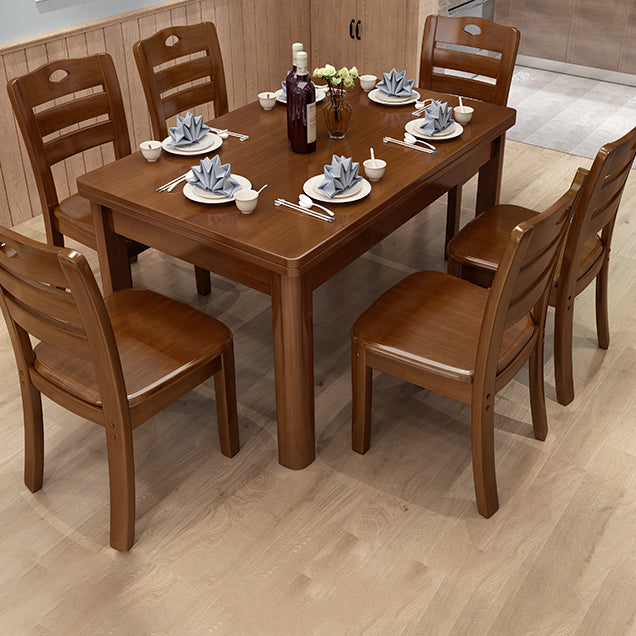 Minimalist Solid Wood Dining Sets with Rubberwood Wood Dining Table and Chairs