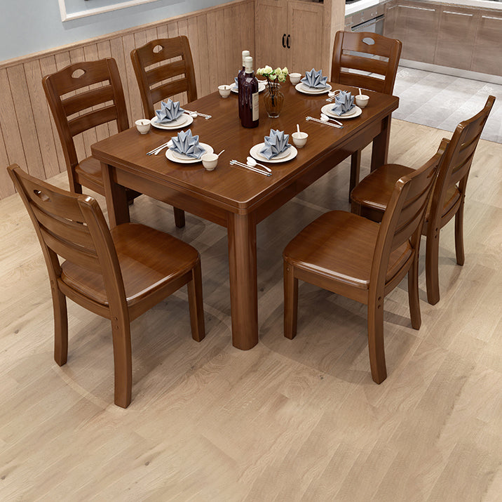 Minimalist Solid Wood Dining Sets with Rubberwood Wood Dining Table and Chairs