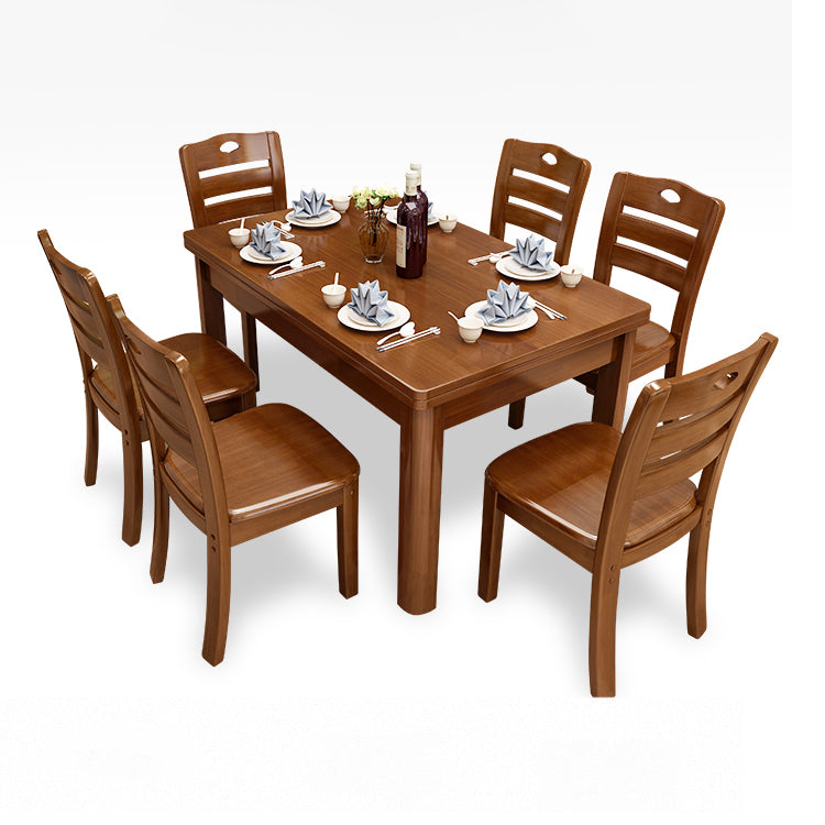 Minimalist Solid Wood Dining Sets with Rubberwood Wood Dining Table and Chairs