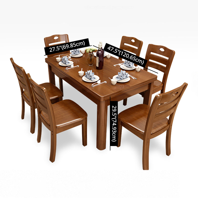 Minimalist Solid Wood Dining Sets with Rubberwood Wood Dining Table and Chairs