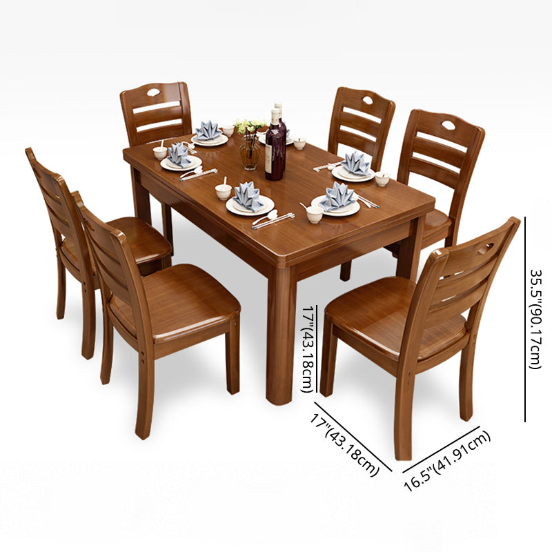 Minimalist Solid Wood Dining Sets with Rubberwood Wood Dining Table and Chairs