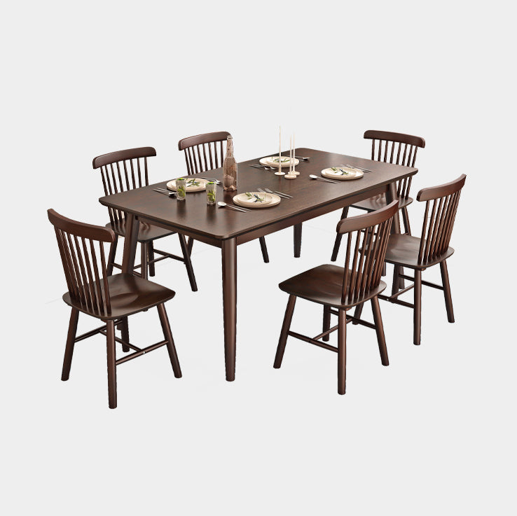 Minimalist Solid Wood Dining Set with Rubberwood Wood Dining Table and Chairs