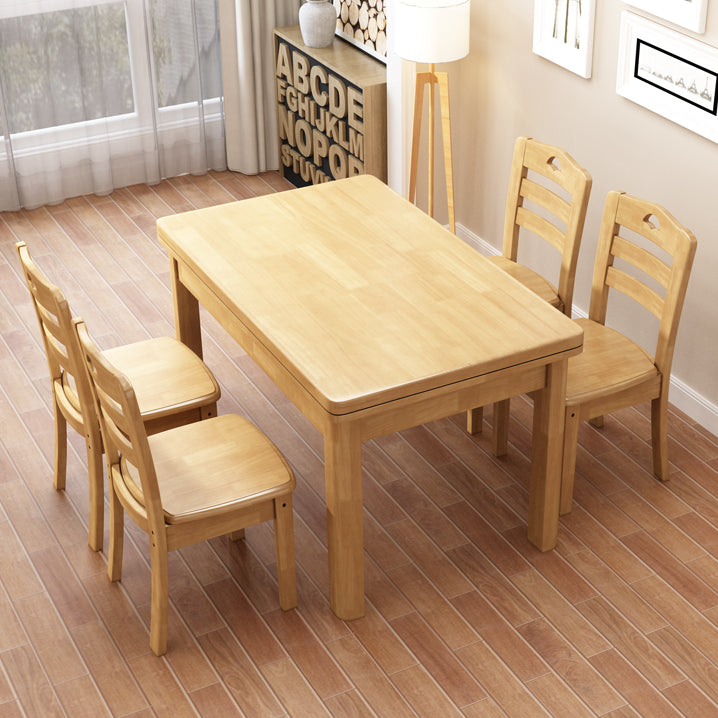 Contemporary Style Dining Room Table Set with Solid Wood Table and Chairs