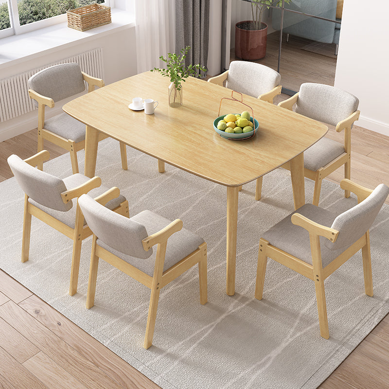 Minimalist Wooden Table Set for 4/6 with Rectangle Table Dining Set for Restaurant