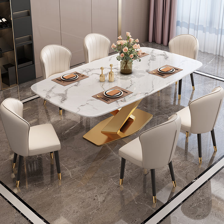 Modern Rectangle Sintered Stone Dining Table for 4/6 with Metal Base Dining Set for Restaurant