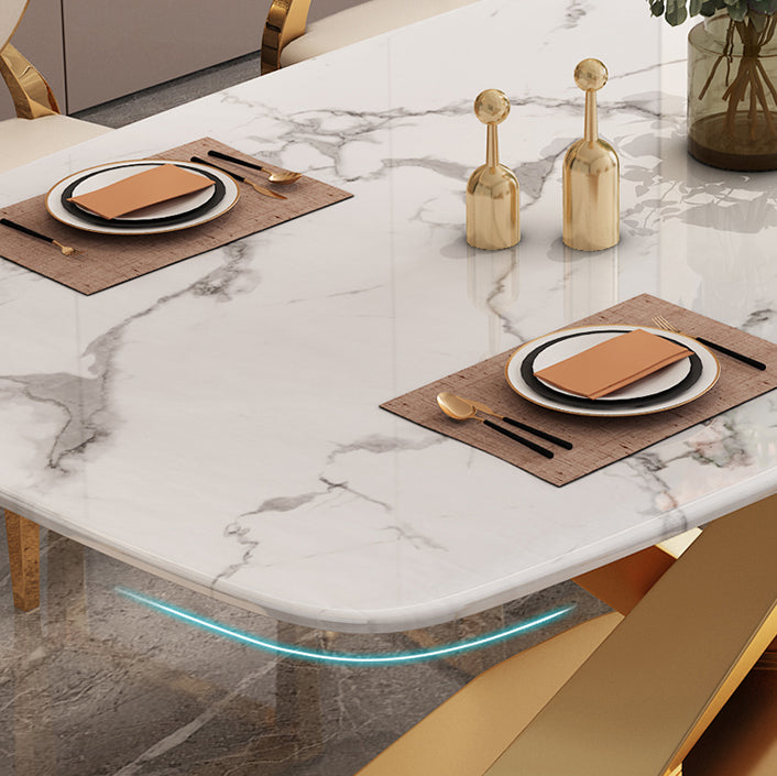 Modern Rectangle Sintered Stone Dining Table for 4/6 with Metal Base Dining Set for Restaurant