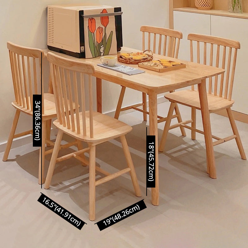 Wooden Table Set of 5/7 with Rectangle Table Modern Dining Set with Winsor Chairs for Restaurant