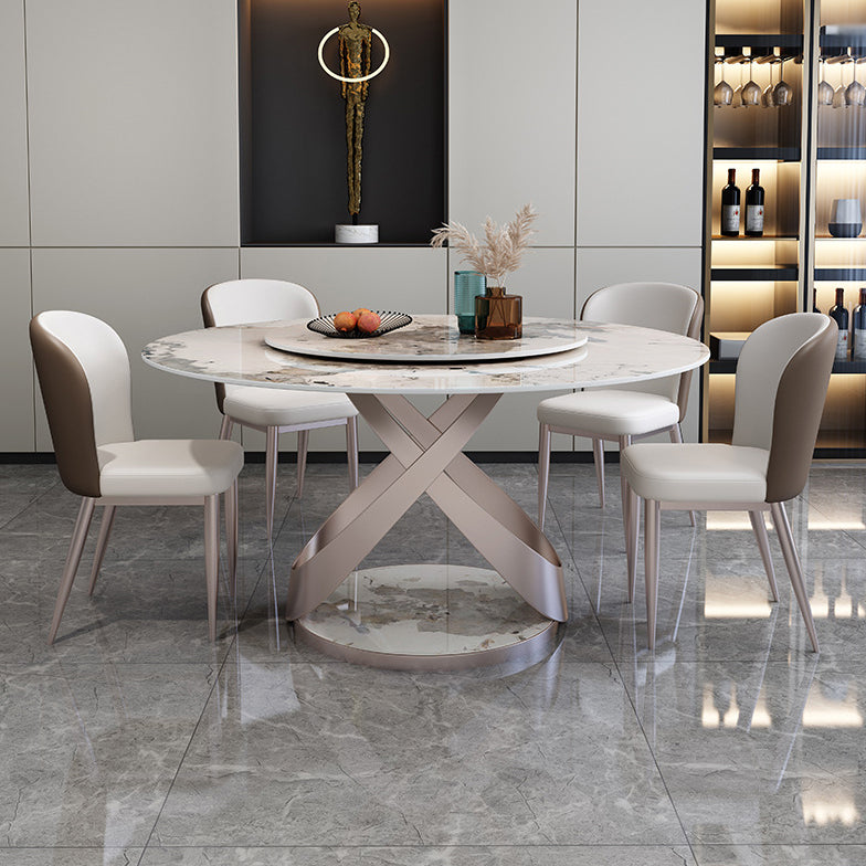 Nordic Round Sintered Stone Dining Table of 5/7 with Pedestal Base Dining Set for Restaurant