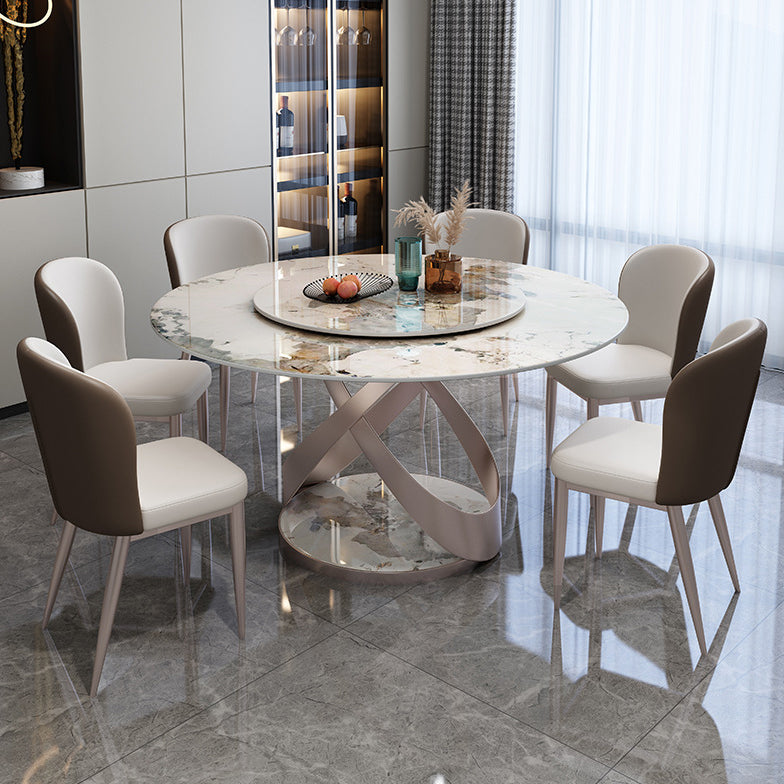 Nordic Round Sintered Stone Dining Table of 5/7 with Pedestal Base Dining Set for Restaurant