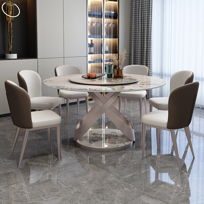 Nordic Round Sintered Stone Dining Table of 5/7 with Pedestal Base Dining Set for Restaurant