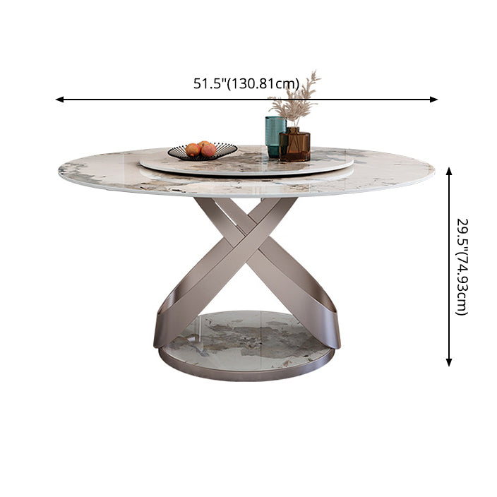 Nordic Round Sintered Stone Dining Table of 5/7 with Pedestal Base Dining Set for Restaurant