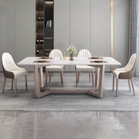 Standard Marble Top Dining Set with Metallic Legs Base for Dining Furniture